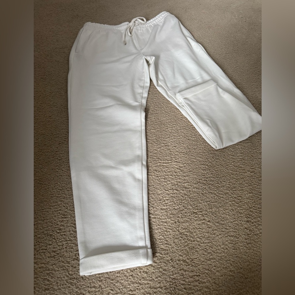 Zara Men's White Drawstring Sweatpants